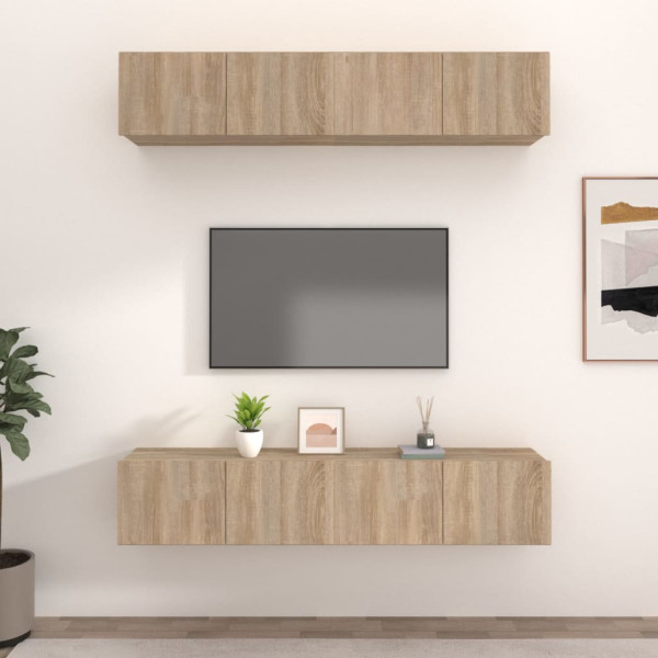 Muebles TV 4 uds madera contrachapada roble Sonoma 80x30x30 cm D