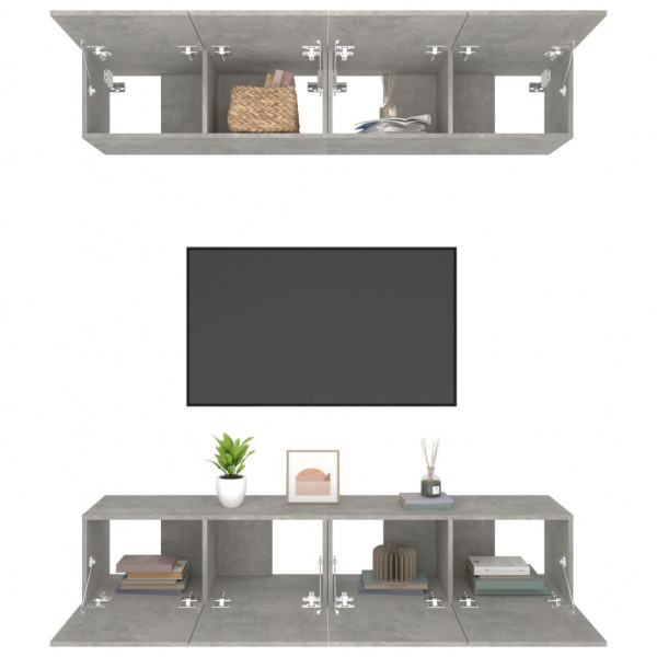 Móveis TV 4pcs 80x30x30cm derivados de madeira cinzento cimento M 5