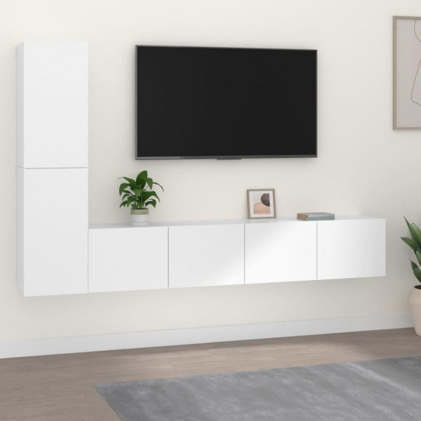 Set de muebles para TV 4 piezas madera contrachapada blanco D