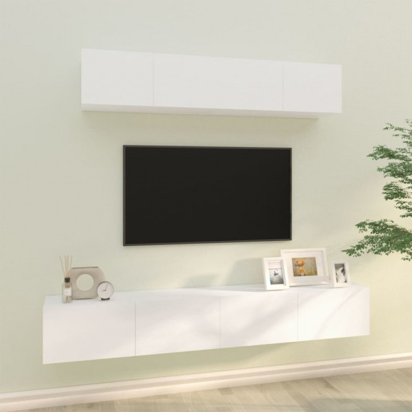Set de muebles para TV 4 piezas madera contrachapada blanco D