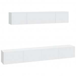 Set de muebles para TV 4 piezas madera contrachapada blanco H