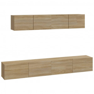 Set de muebles para TV 4 pzas madera contrachapada roble Sonoma H