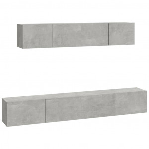 Set de muebles de TV 4 pzas madera contrachapada gris hormigón H