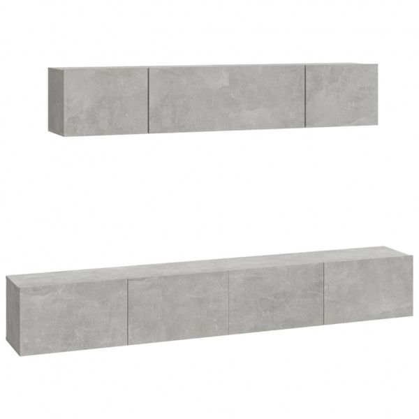 Set de muebles de TV 4 pzas madera contrachapada gris hormigón M 2