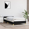 Estructura de cama con cabecero de tela negro 90x190 cm 1