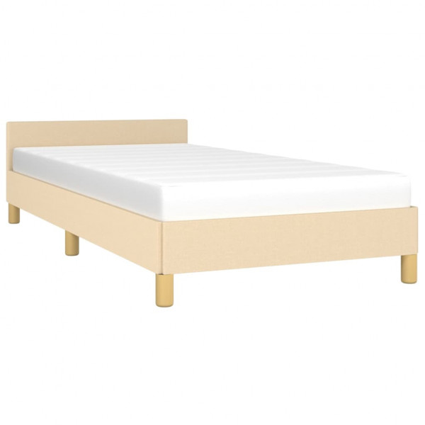 Estructura de cama con cabecero de tela color crema 90x190 cm M 3