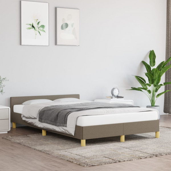 Estructura de cama con cabecero de tela gris taupe 120x200 cm D