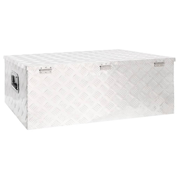 Caja de almacenaje de aluminio plateado 100x55x37 cm M 4
