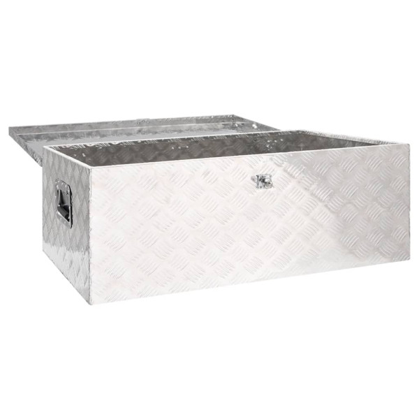 Caja de almacenaje de aluminio plateado 100x55x37 cm M 5