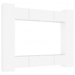 Conjunto móveis de TV 8 pcs madeira processada branco H