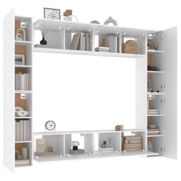 Set de muebles para TV 8 piezas madera contrachapada blanco M 4