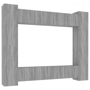Set de muebles para TV 8 pzas madera contrachapada gris Sonoma H
