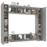 Set de muebles para TV 8 pzas madera contrachapada gris Sonoma 4