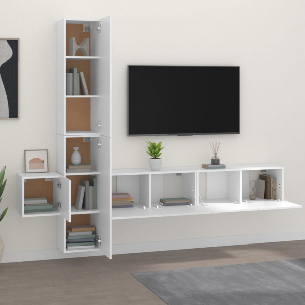 Set de muebles para TV 5 piezas madera contrachapada blanco M 3