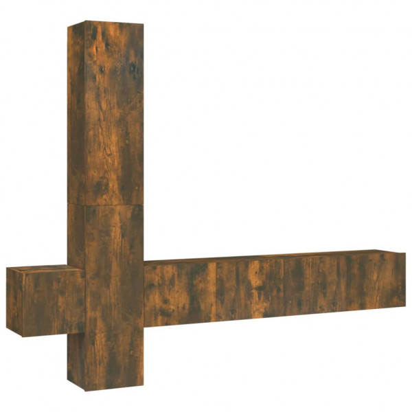 Set de muebles de TV 5 pzas madera contrachapada roble ahumado M 2