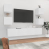 Set de muebles para TV 6 piezas madera contrachapada blanco 1