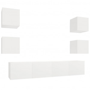 Conjunto móveis de TV 6 pcs madeira processada branco H