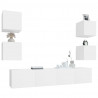 Set de muebles para TV 6 piezas madera contrachapada blanco 4
