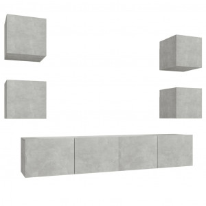 Set de muebles de TV 6 pzas madera contrachapada gris hormigón H