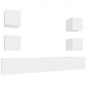 Set de muebles para TV 6 piezas madera contrachapada blanco H