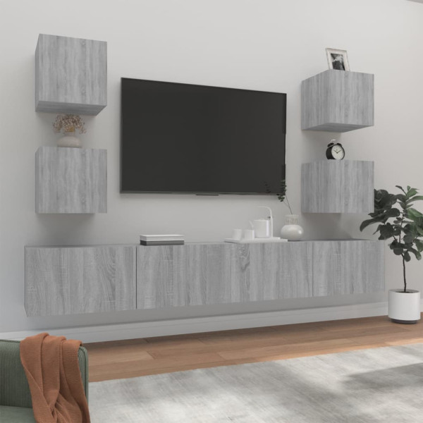 Set de muebles para TV 6 pzas madera contrachapada gris Sonoma D