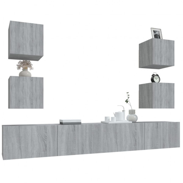Set de muebles para TV 6 pzas madera contrachapada gris Sonoma M 4
