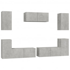 Set de muebles de TV 7 pzas madera contrachapada gris hormigón H