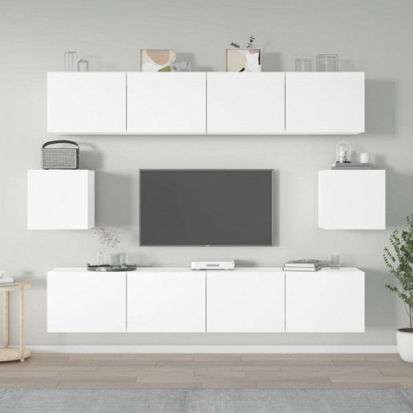 Set de muebles para TV 6 piezas madera contrachapada blanco D