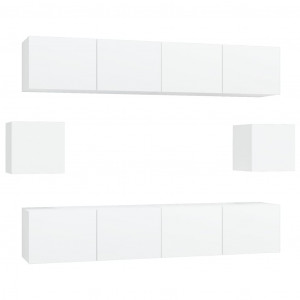 Conjunto móveis de TV 6 pcs madeira processada branco H