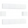 Set de muebles para TV 6 piezas madera contrachapada blanco 2