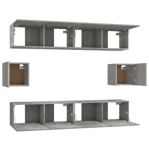 Set de muebles de TV 6 pzas madera contrachapada gris hormigón M 5
