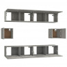 Set de muebles de TV 6 pzas madera contrachapada gris hormigón 5