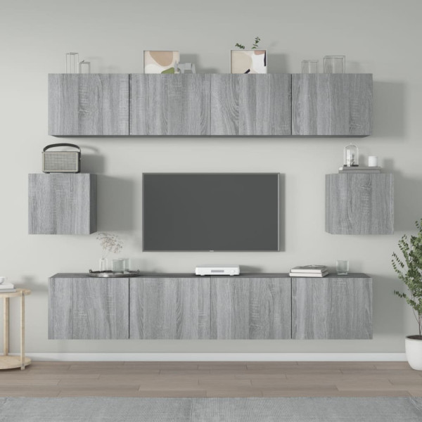 Set de muebles para TV 6 pzas madera contrachapada gris Sonoma D