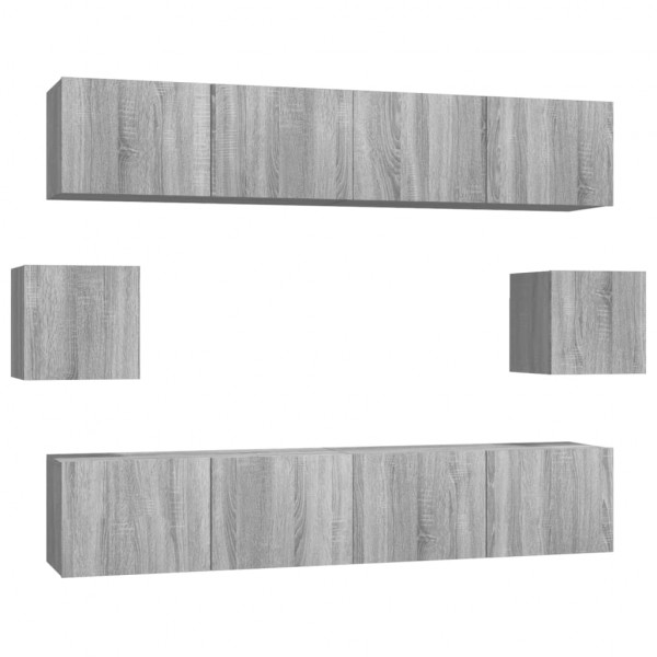Set de muebles para TV 6 pzas madera contrachapada gris Sonoma M 2