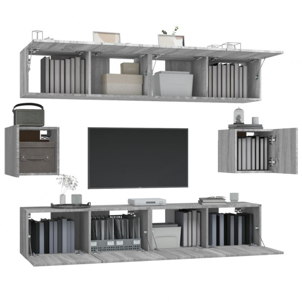 Set de muebles para TV 6 pzas madera contrachapada gris Sonoma M 4