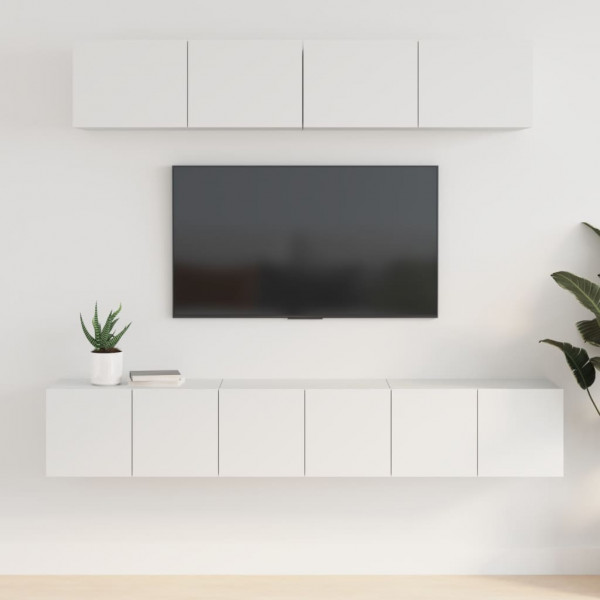 Set de muebles para TV 5 piezas madera contrachapada blanco D