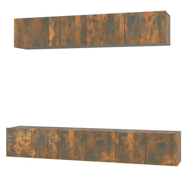 Set de muebles de TV 5 pzas madera contrachapada roble ahumado M 2