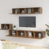 Set de muebles de TV 5 pzas madera contrachapada roble ahumado 3