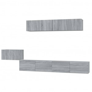 Set de muebles para TV 5 pzas madera contrachapada gris Sonoma H
