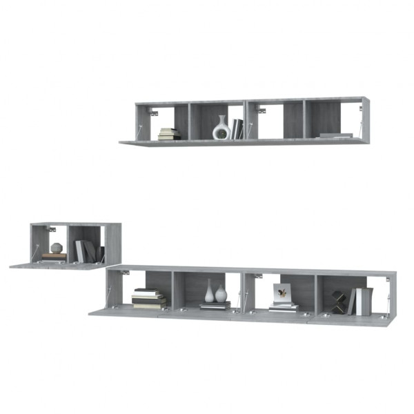 Set de muebles para TV 5 pzas madera contrachapada gris Sonoma M 4