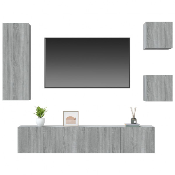 Set de muebles para TV 5 pzas madera contrachapada gris Sonoma M 4