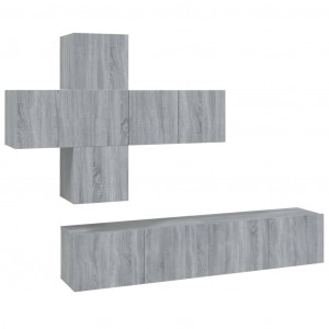 Set de muebles de TV 7 pzas madera contrachapada gris sonoma H