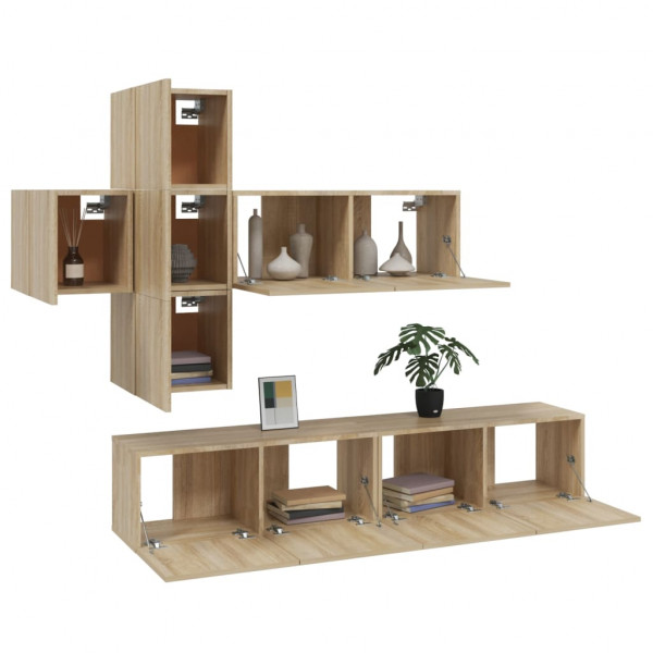 Set de muebles para TV 7 pzas madera contrachapada roble Sonoma M 4