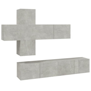 Set de muebles de TV 7 pzas madera contrachapada gris hormigón H