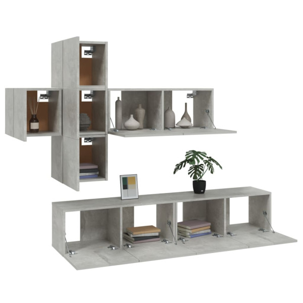 Set de muebles de TV 7 pzas madera contrachapada gris hormigón M 4