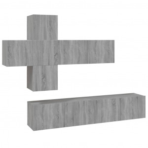 Set de muebles para TV 7 pzas madera contrachapada gris Sonoma H