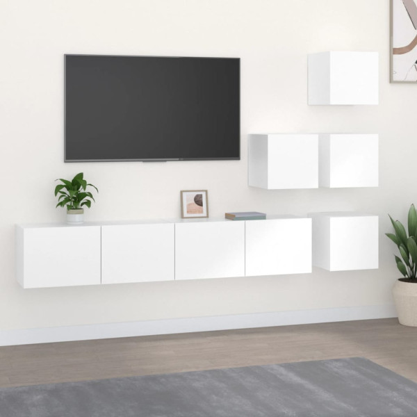 Mueble de pared para TV madera contrachapada blanco D