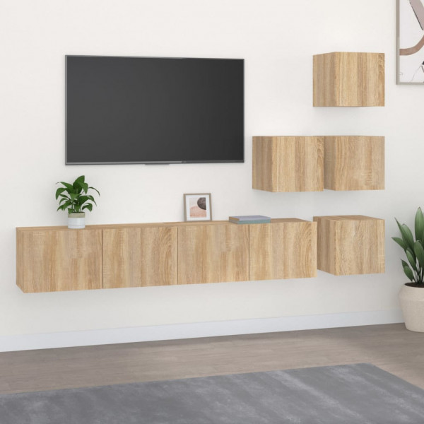 Mueble de pared para TV madera contrachapada color roble sonoma D