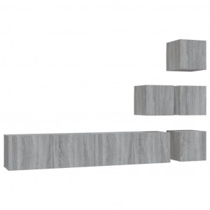 Mueble de pared para TV madera contrachapada gris sonoma H