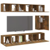 Set de muebles de TV 7 pzas madera contrachapada roble ahumado 3